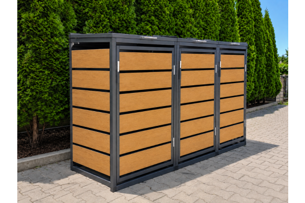 ZABUDOWA ŚMIETNIKOWA 3x120L kolor DREWNO